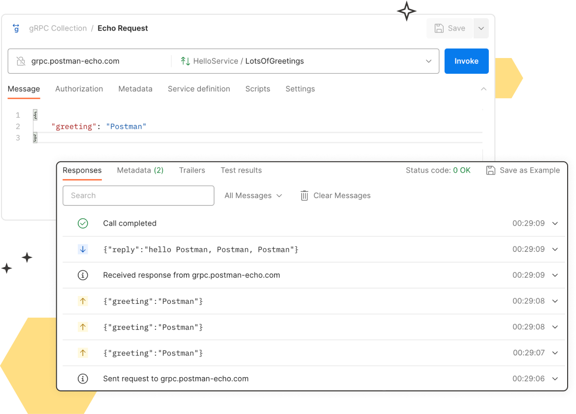 gRPC screenshot. Illustraton.