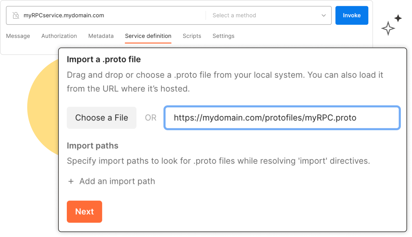 Manage Protobuf service definitions screenshot. Illustration.