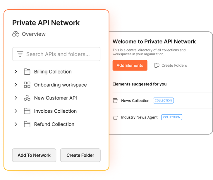 Screenshot of the Private API Network modal