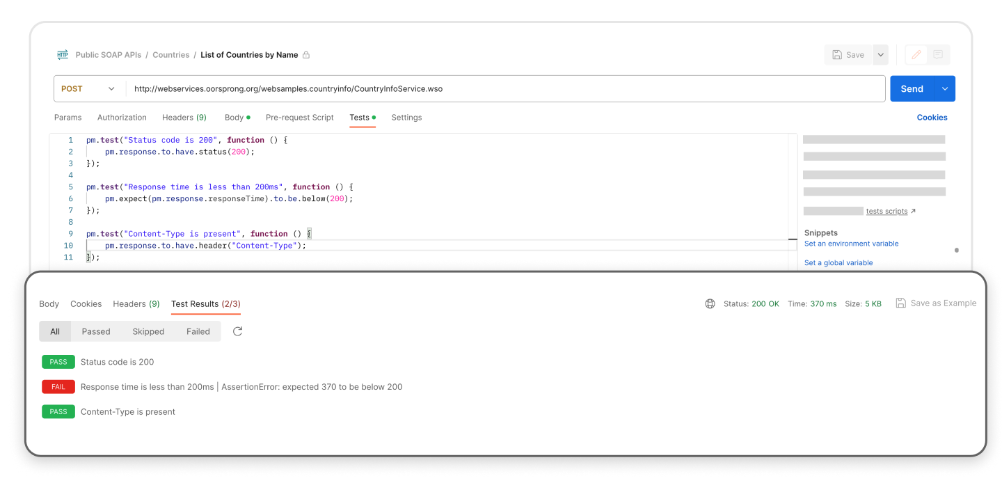Create a robust API test suite with Postman. Illustration.